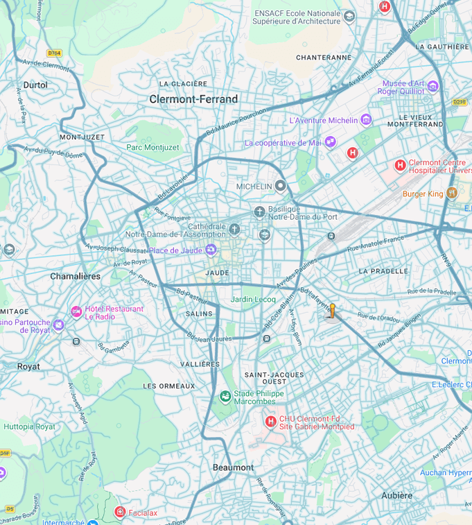 Carte de localisation 3DLUV — Boulevard Lafayette, Clermont-Ferrand